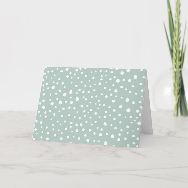 Mint Green Dalmatian Spots, Dalmatian Dots, Dotted Card (Front)