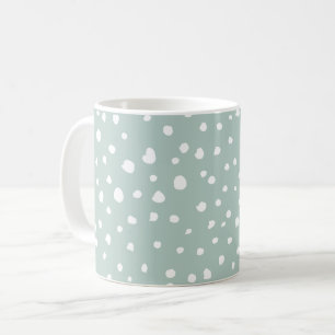 Mint Green Dalmatian Spots, Dalmatian Dots, Dotted Coffee Mug