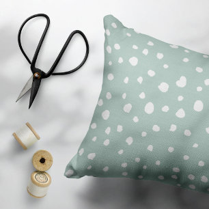 Mint Green Dalmatian Spots, Dalmatian Dots, Dotted Decorative Cushion