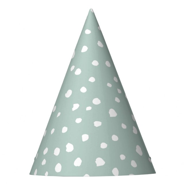 Mint Green Dalmatian Spots, Dalmatian Dots, Dotted Party Hat (Front)