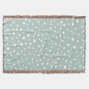 Mint Green Dalmatian Spots, Dalmatian Dots, Dotted Throw Blanket