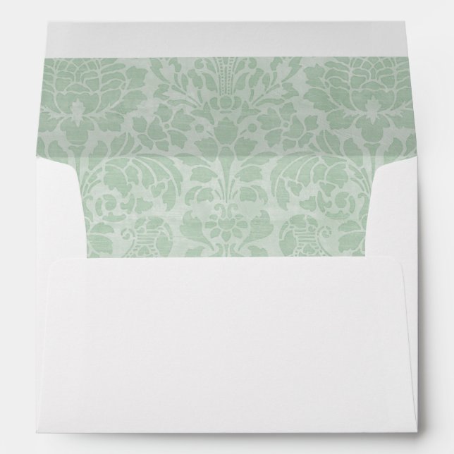 Mint Green Damask A7 5.25x7.25 Envelope (Back (Bottom))