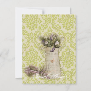 mint green damask floral  country bridal shower invitation