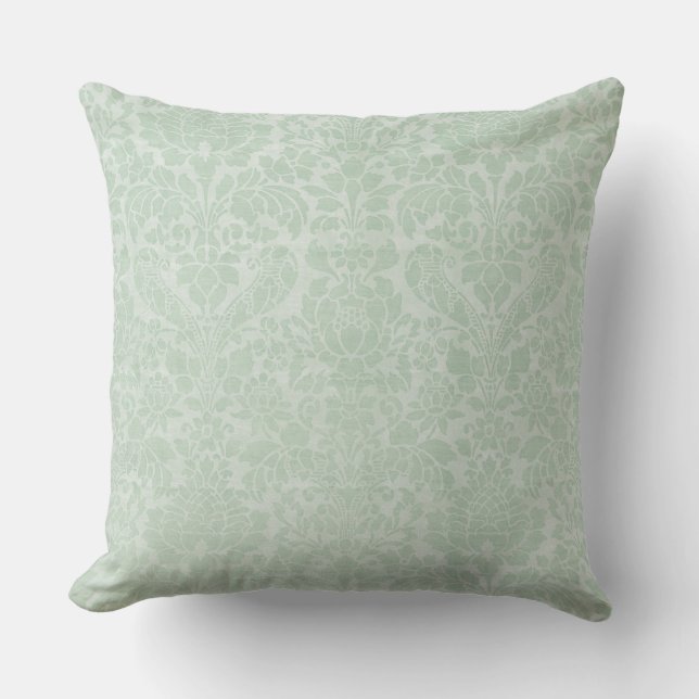 Mint Green Damask GradeA Cotton Throw Pillow 20x20 (Front)
