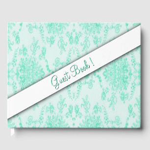 Mint Green Damask Guest Book