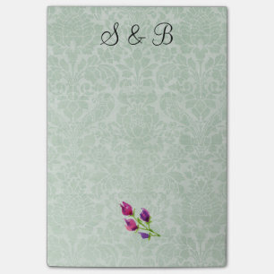 Mint Green Damask Initials Post-it® Notes 4 x 6