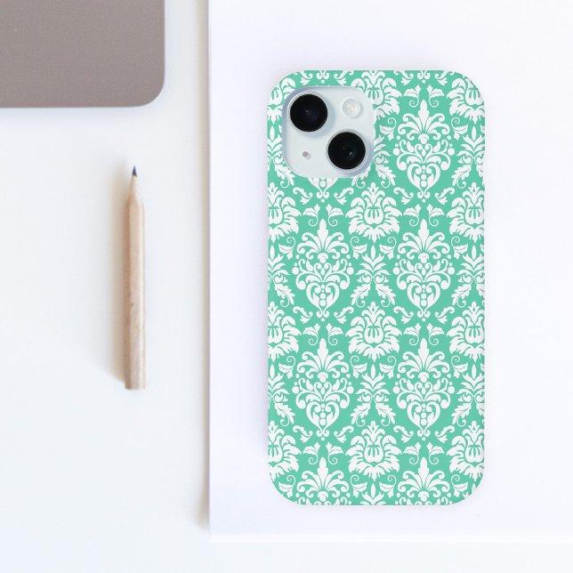 Mint Green Damask Pattern Case-Mate iPhone Case (Creator Uploaded)