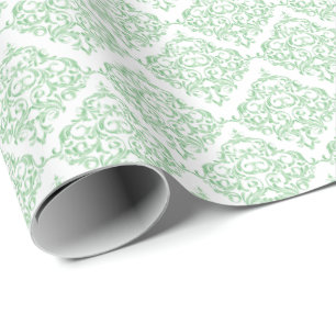 Mint Green Damask Pattern   DIY Background Colour Wrapping Paper