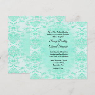 Mint Green Damask Wedding Invitation