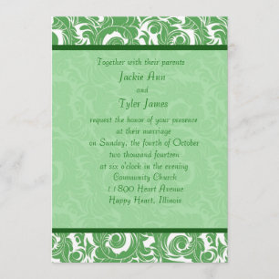 Mint Green Damask Wedding Invitation