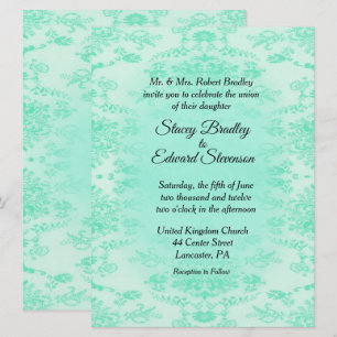Mint Green Damask Wedding Invitation