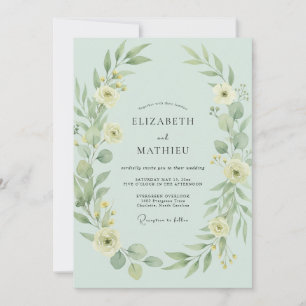 Mint Green Delicate Meadow Wedding Invitation