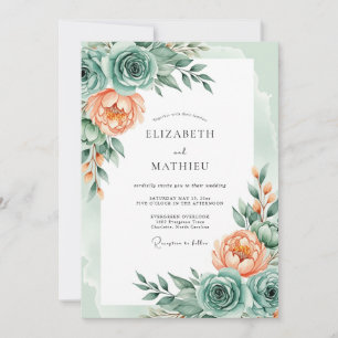 Mint Green Delicate Spring Wedding Invitation