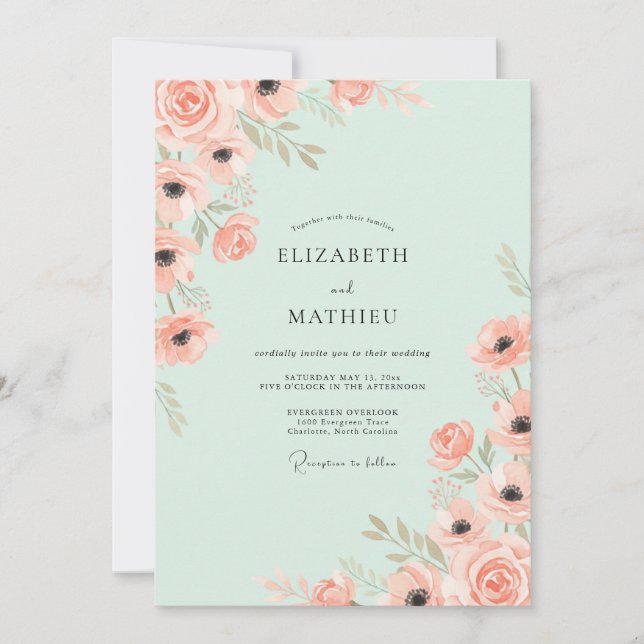 Mint Green Delightful Spring Wedding Invitation (Front)