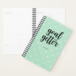 Mint Green Dots and Black Typography   Goal Getter Planner