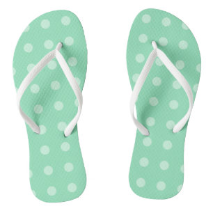 Mint Green Dots Trendy Template Rustic Design Flip Flops