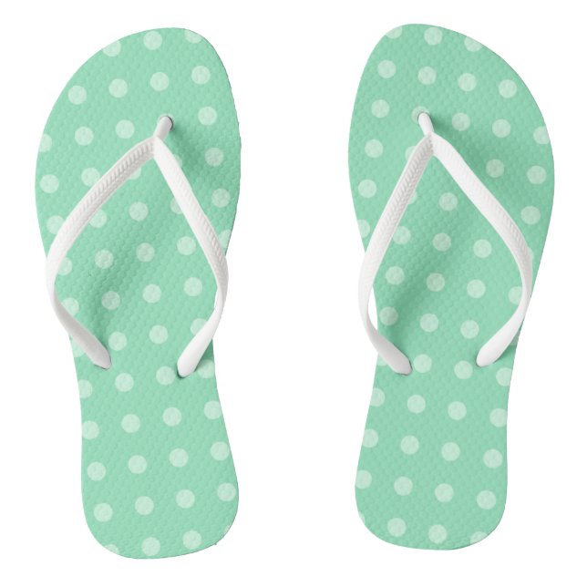 Mint Green Dotted Template Classic Design Elegant Flip Flops (Footbed)