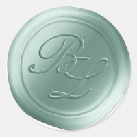 Mint Green Double Monogram Faux Wax Seal Stickers