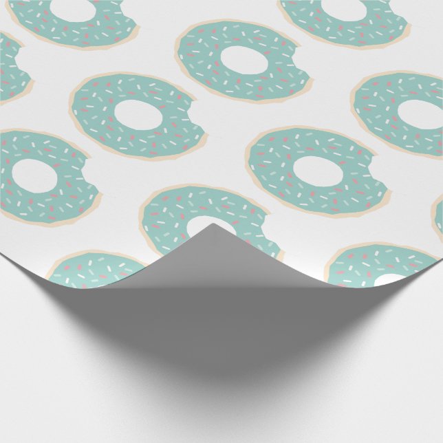 Mint Green Doughnut Pattern Wrapping Paper (Corner)