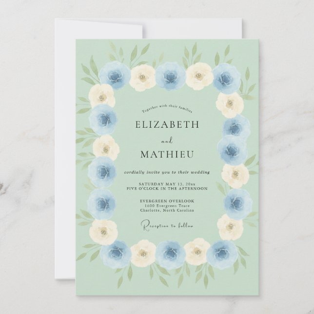 Mint Green Dreamy Spring Wedding Invitation (Front)