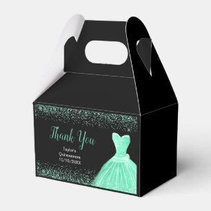 Mint Green Dress Faux Glitter Quinceanera Favour Box