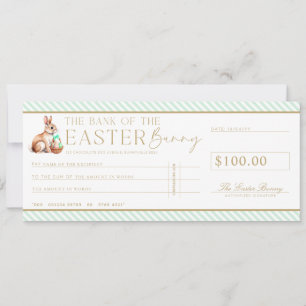 Mint Green Easter Cheque Gift Voucher Card