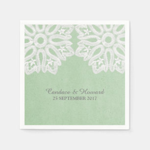 Mint Green Elegant Lace Paper Napkins