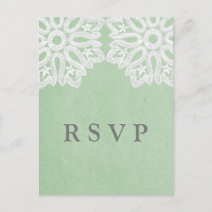 Mint Green Elegant Lace RSVP Postcard