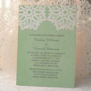 Mint Green Elegant Lace Wedding Invite