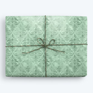 Mint Green Elegant Victorian Damask Wrapping Paper