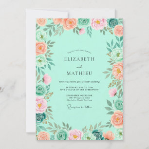 Mint Green Enchanting Spring Wedding Invitation