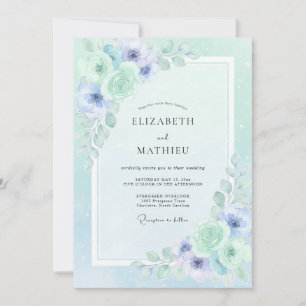 Mint Green Ethereal Anemone Wedding Invitation