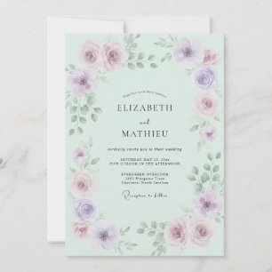 Mint Green Ethereal Rose Wedding Invitation