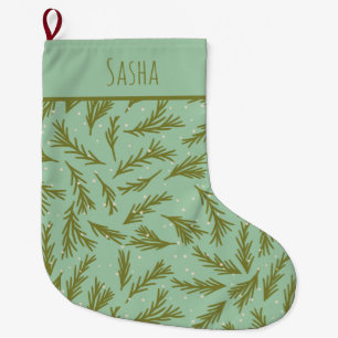 Mint Green Evergreen Personalised Christmas Large Christmas Stocking
