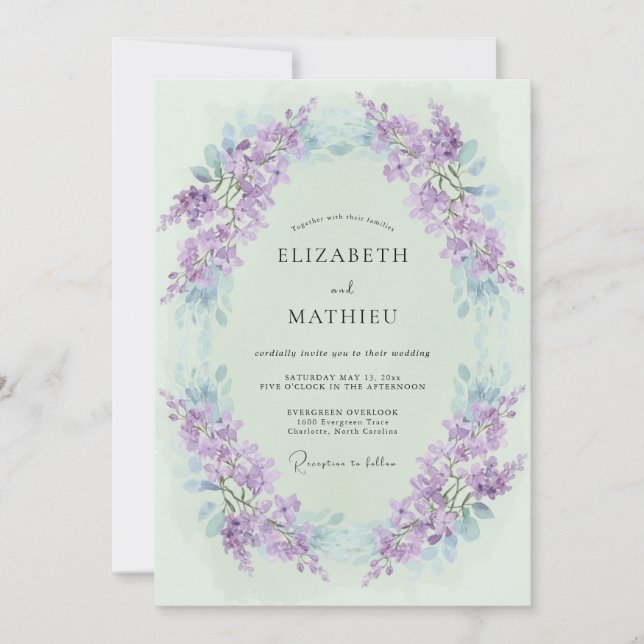 Mint Green Exquisite Spring Wedding Invitation (Front)