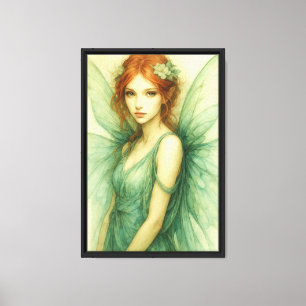 Mint Green Fairy Wall Art Canvas for Boho Decor