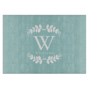 Mint Green Family Monogram Cutting Board