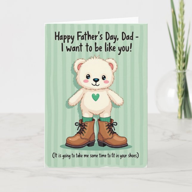 Mint Green Fathers Day Illustration Card (Front)