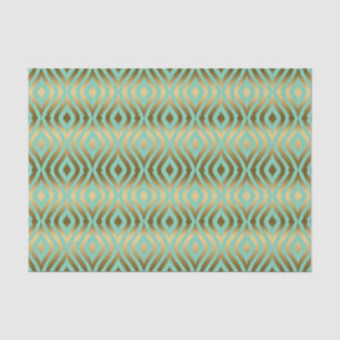 Mint-Green & Faux Gold Quatrefoil Pattern Tissue Paper