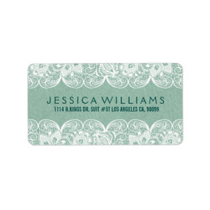 Mint-Green Faux Line White Floral Lace Label