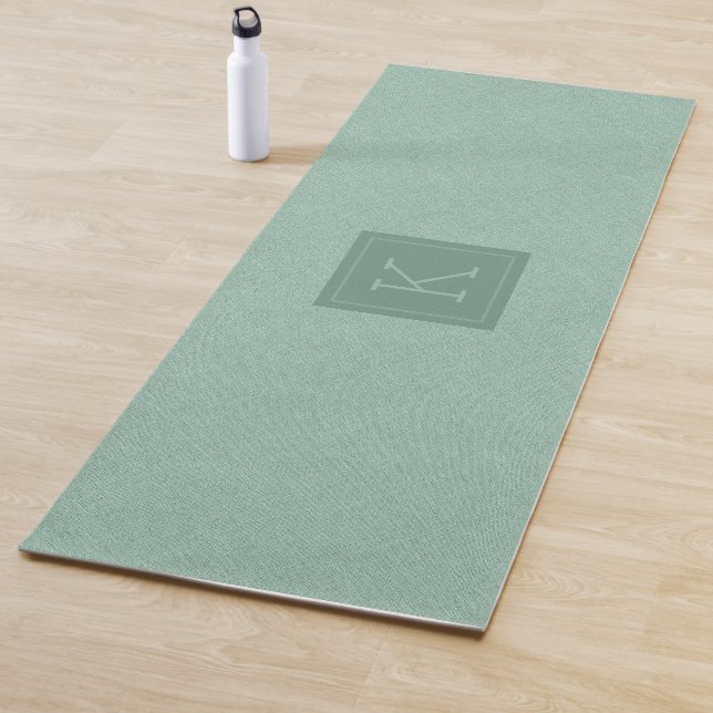 Mint-green faux linen texture background yoga mat (In Situ)