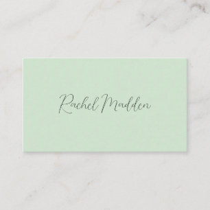 Mint Green Feminine Minimalist Script Custom Name Business Card