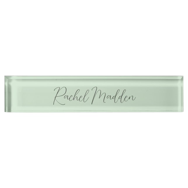 Mint Green Feminine Minimalist Script Custom Name Nameplate (Front)