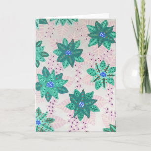 Mint Green Festive Floral Print Card