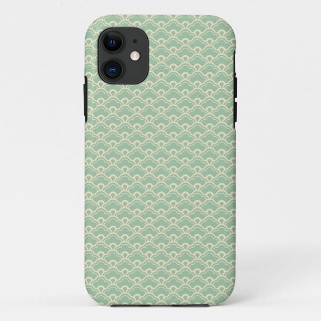 Mint green floral abstract girly art deco pattern Case-Mate iPhone case (Back)