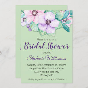 Mint Green Floral Bridal Shower Invitation