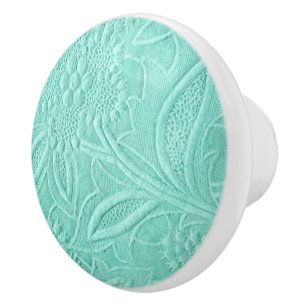 Mint Green Floral Ceramic Knob