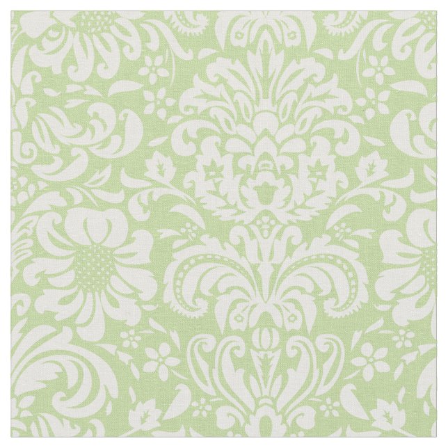 Mint Green Floral Damask Fabric (Close Up)