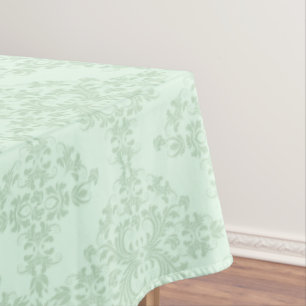 Mint-Green Floral Damasks Tablecloth