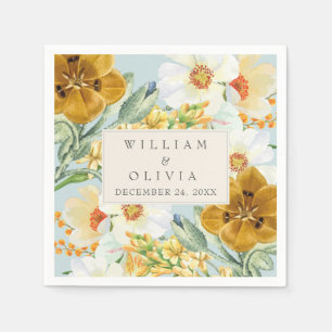 Mint green floral Garden wildflower Spring wedding Napkin